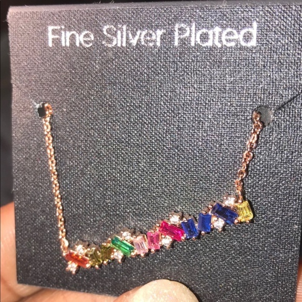 Rose bar Rainbow station necklace